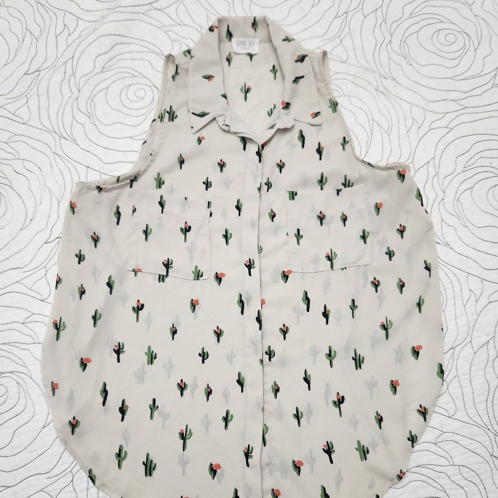 SIENNA SKY [L] Cactus Themed Flowy Sleeveless Sienna Sky Blouse